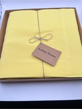 Solino Home New 100% Linen Tablecloth 70"x120"-Yellow